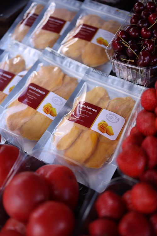 Natural Dried Mango Slices - dried mango on display